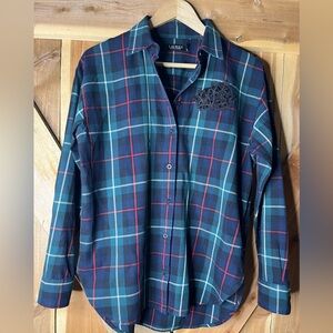 Ralph Lauren Plaid Button Down Shirt - Black Label Bullion patch detail